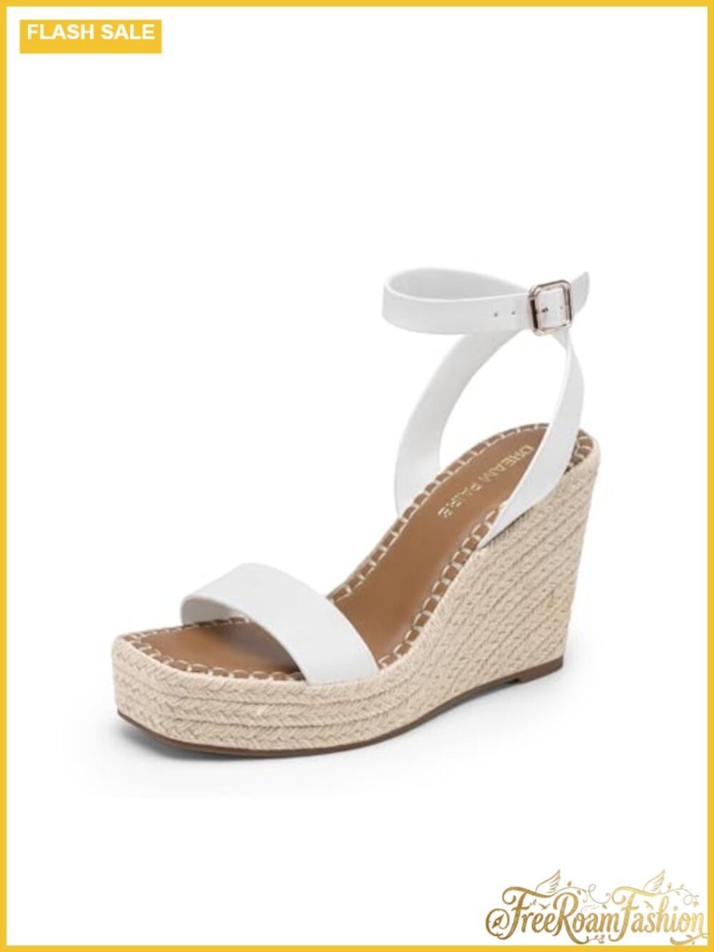 Women's Open Toe Platform Wedge Sandals Faux Leather Ankle Strap